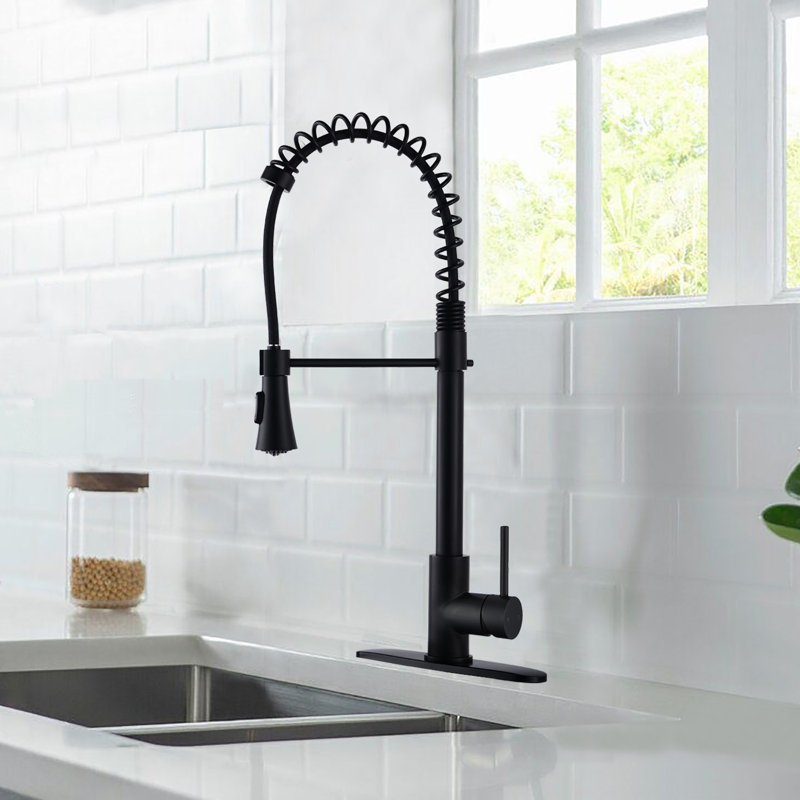 BATHLET Pull Out Kitchen Faucet, Matte Black