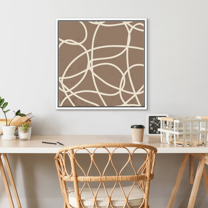 Décoration murale Abstarct, H 16 po x l 16 po, Cadre flottant blanc