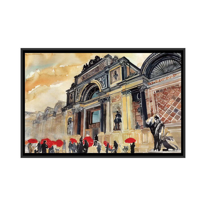«Glyptotek» par Maja Wronska, impression sur toile, H 40 po x l 60 po x P 1,5 po, Toile avec cadre noir, Pas de tapis