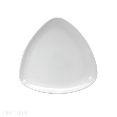 Cream White Ware Triangle Plates, 8 7/8", by Buffalo