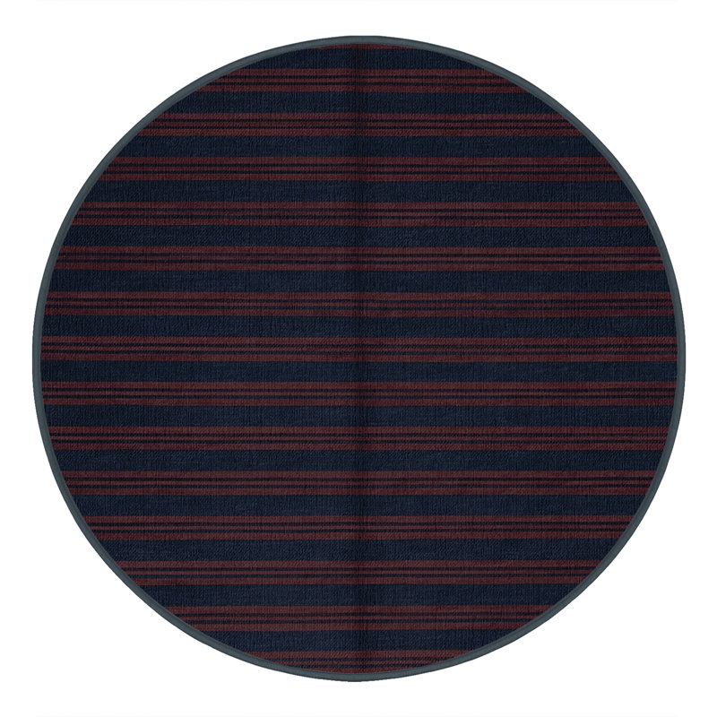 Machine Washable Horizontal Stripes Gray Area Rug, Round 8'