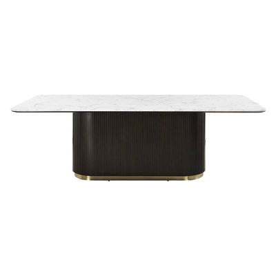 Rectangular Dining Table, Engineering Marble Top & Espresso
