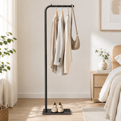 Black Freestanding Metal Clothing Rack with Rock Weighted Base, Stable Coat Tree Standing 70.8 Inches Tall, Suitable for Bedroom, Hallway, or Office