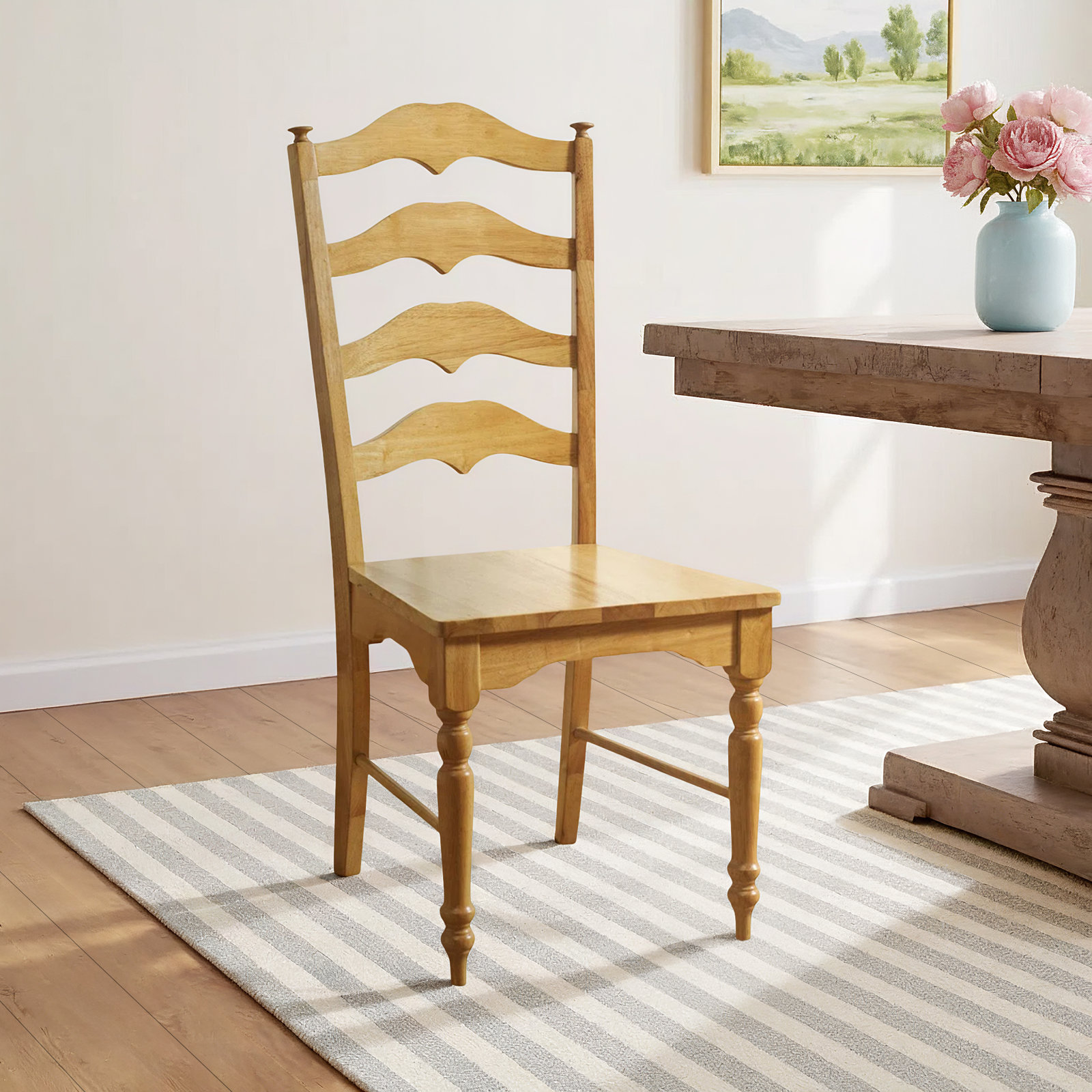 Visalia Ladder Back Dining Chair, Light Oak