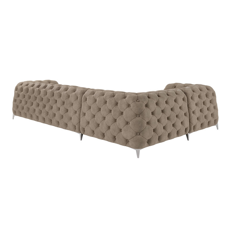Juneri Chesterfield Corner Sofa, Left Hand Facing, Cream