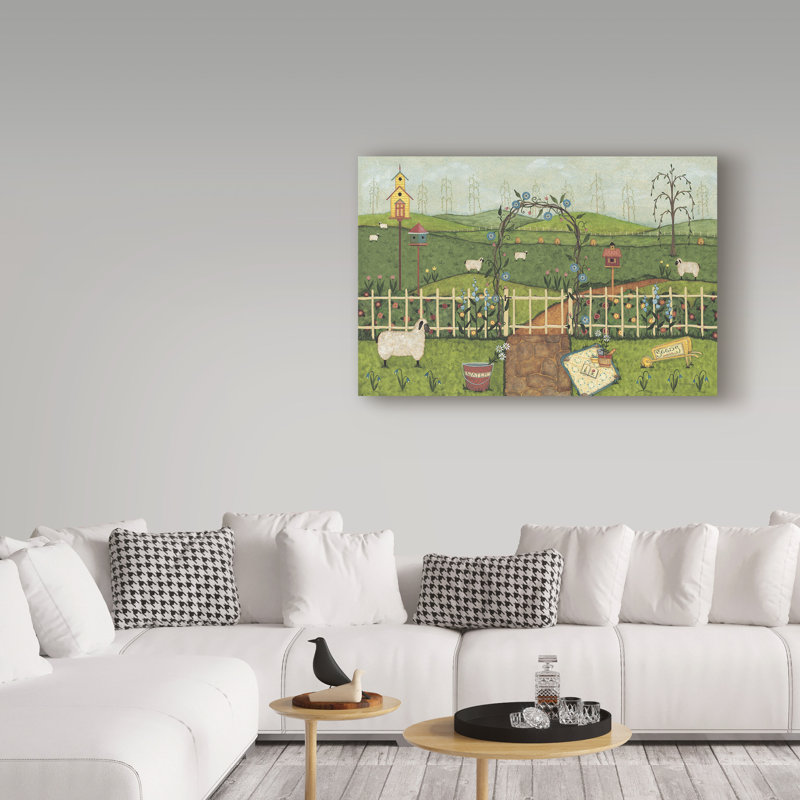 «Folk Garden» par Dodgens, reproduction d'art sur toile tendue, H 16 po x l 24 po x P 2 po