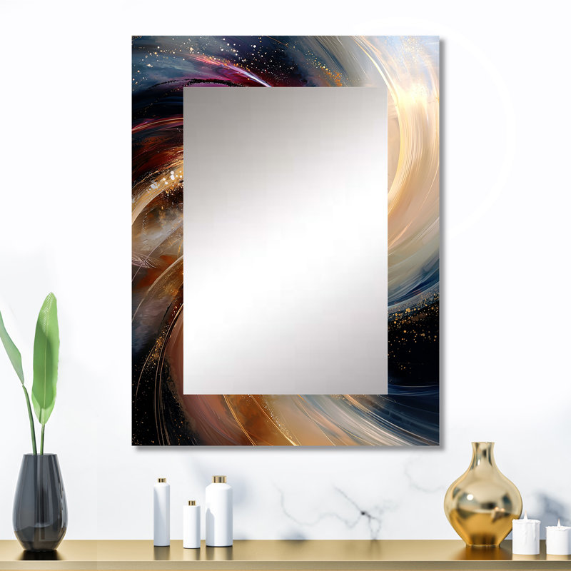 Abstract Spirals In Gold And Purple Tones II - Abstract Spirals Unique Wall Mirror, Modern Mirror, Printed Metal Art