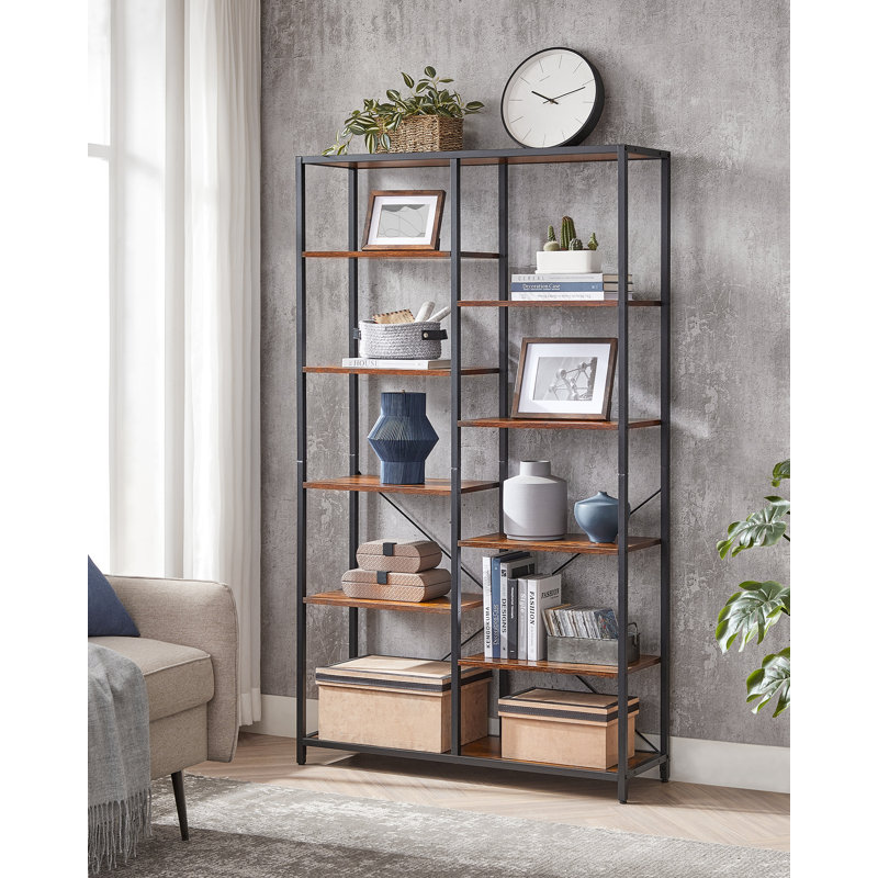 Wauchula 170cm H x 100cm W Library Bookcase, Rustic Brown