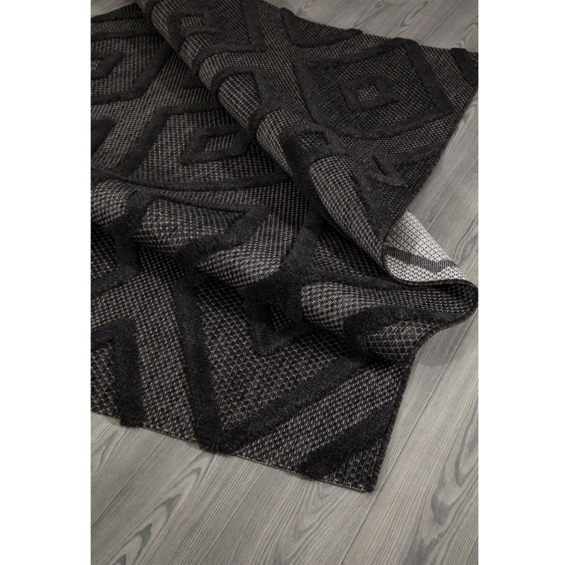 Stylish Area Rug, Black & Grey, 6.6 x 9.5 ft | 100% Polypropylene, 0.2 in Pile Height | 400,000 Thread Points, Durable & Easy to Clean | Ideal for Living Room, Bedroom, & Office Decor | Vacuum Safe, Low Maintenance