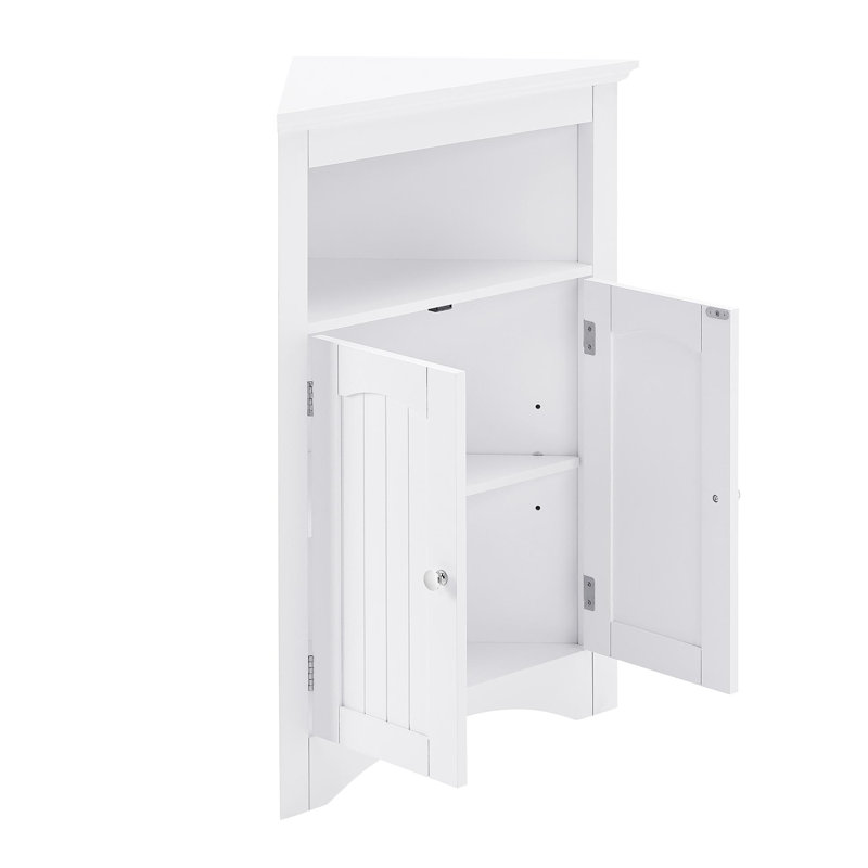 Bathroom Floor Corner Cabinet With Doors And Shelves, Kitchen, Living Room,Free Standing Storage Cabinet For Bathroom, White