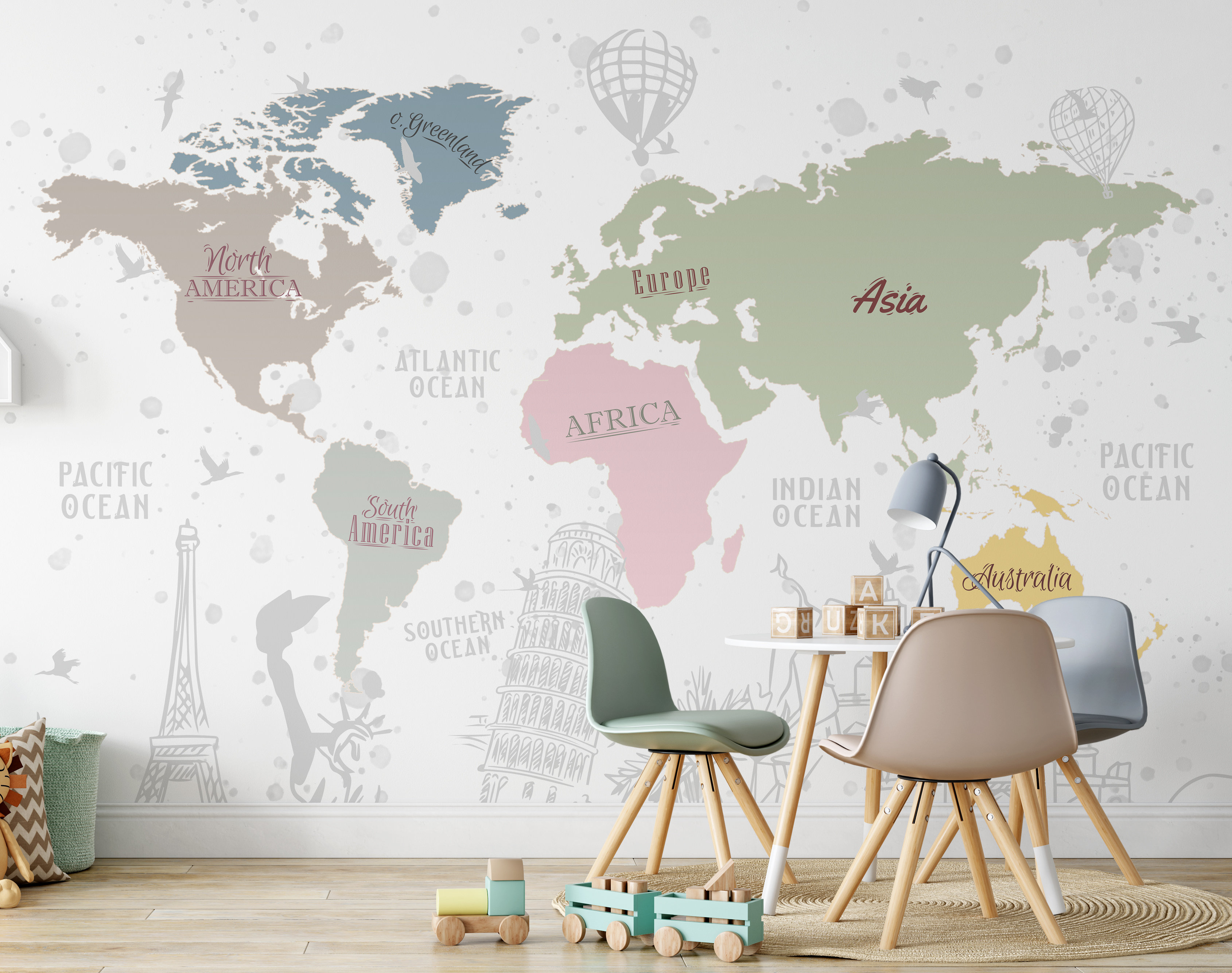 Wallpaew World Map Kids Room Wallpaper Wayfair   World Map Kids Room   