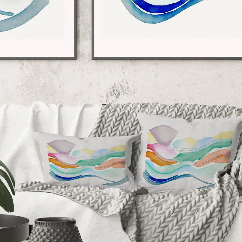 Coussin décoratif lumineux à l'aquarelle lumineuse - Minimalisme abstrait