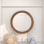 Miroir mural minimaliste en bois brun avec grain de bois naturel-1419013912