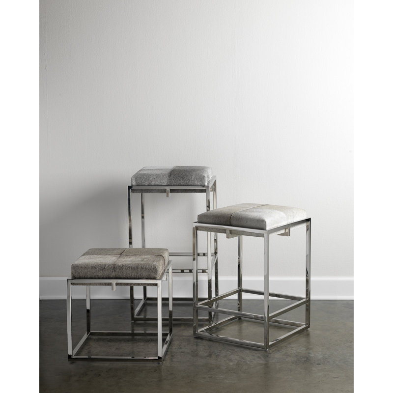 Shelby Gray Leather and Metal Counter Stool