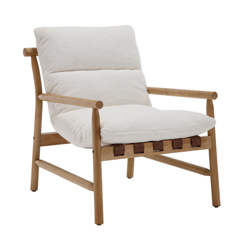 Upholstered Armchair, White Polyester