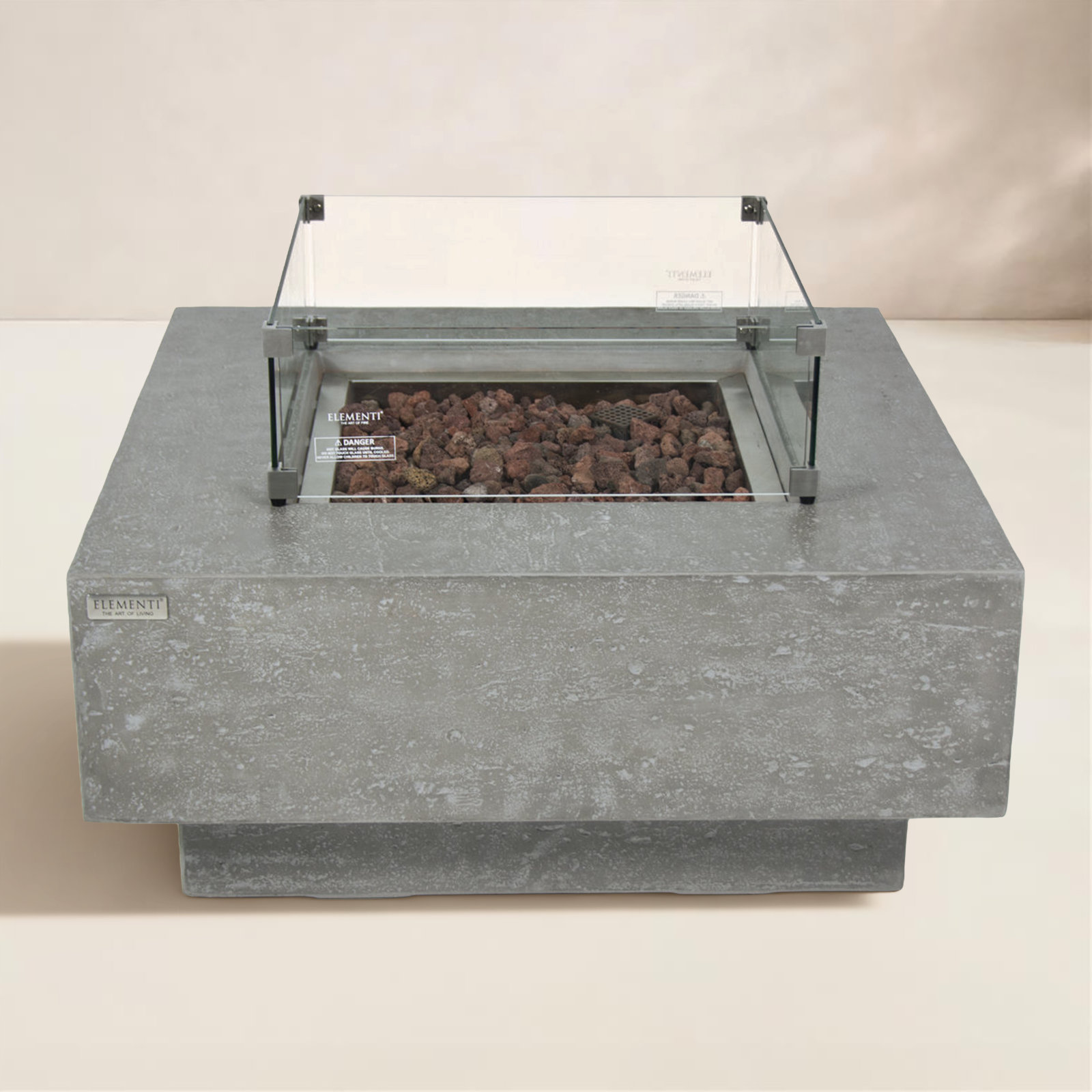 Manhattan 36" Outdoor Concrete Fire Table 45,000 BTU - Includes Lava Rocks & PVC Cover, Natural Gas, Gray