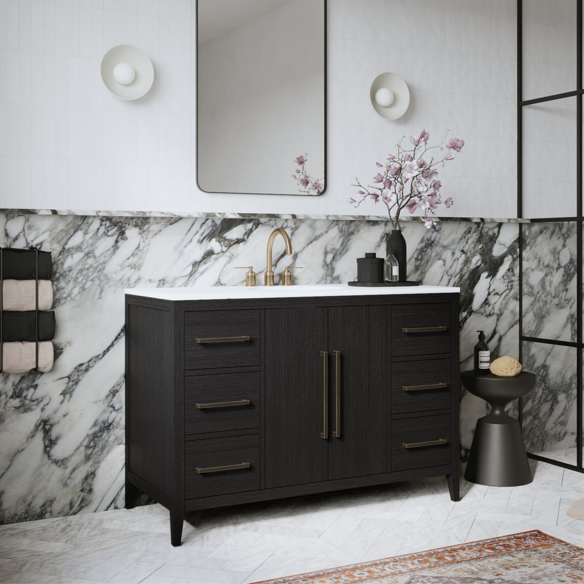 Alsup 48'' Single Bathroom Vanity, Dark Weathered Oak