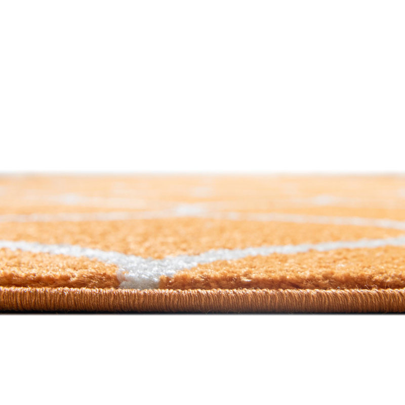 Tapis géométrique Llanet, Rectangle 5 pi 3 po x 8 pi, Orange