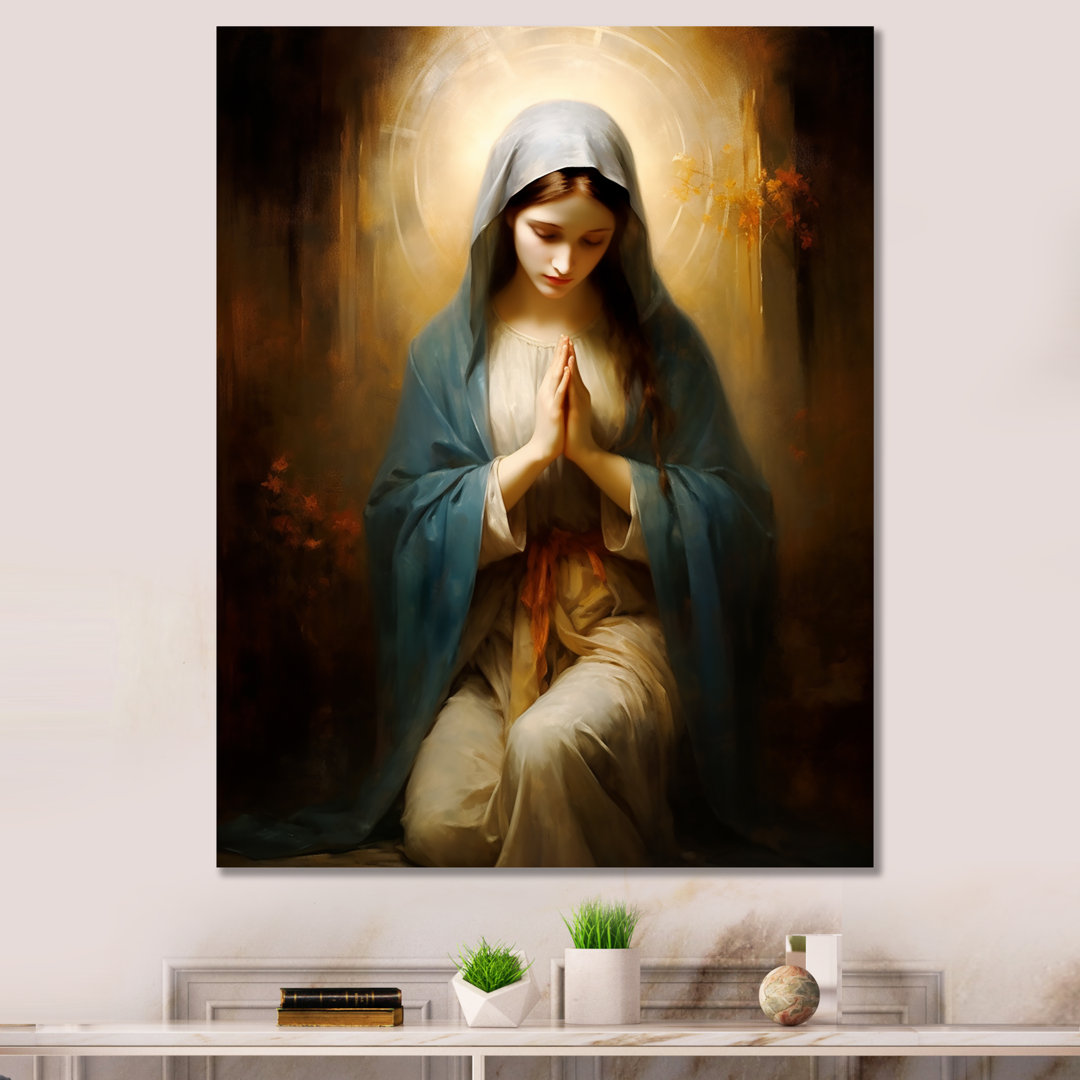 Mother Mary Christian Portrait III - Christianism Wall Art Astoria Grand Overall