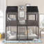 Lit superposé avec toit et garde-corps - Idéal pour la chambre à coucher Le bois massif gris antique offre une expérience de sommeil confortable-860581592