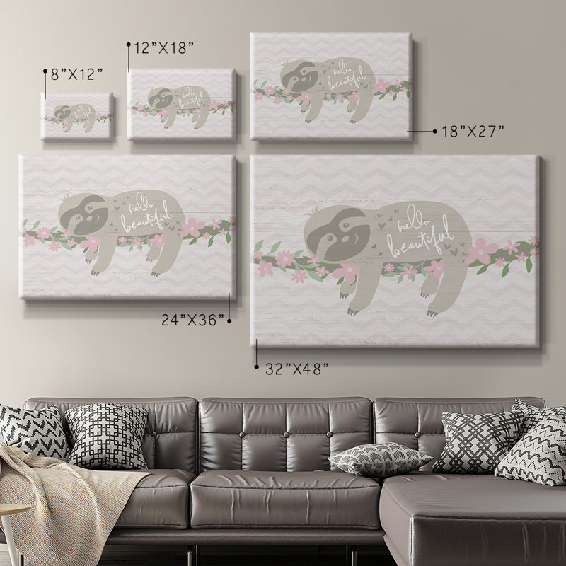 Floral Sloth Premium Gallery Wrapped Canvas - Ready to Hang, 18" H x 27" W