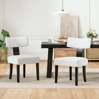 Ensemble de 2 chaises de salle à manger rembourrées sans accoudoirs avec dossier incurvé en bois franc pour la cuisine