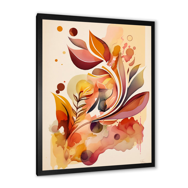 Aquarelle florissant de fleurs d'automne, H 40 po x l 30 po x P 1,5 po, Cadre simple noir