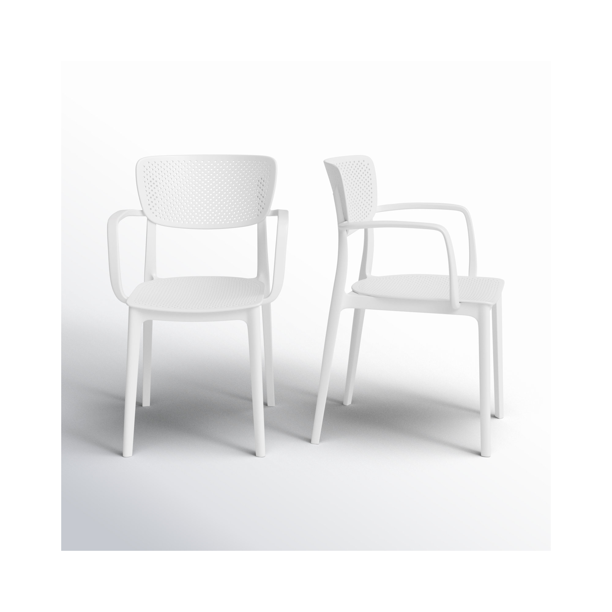 Farrah Stacking Patio Dining Armchair, White