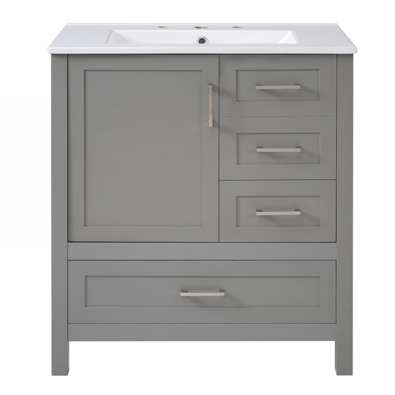 Ensemble de meuble-lavabo 30 po avec lavabo, Argent, Gris