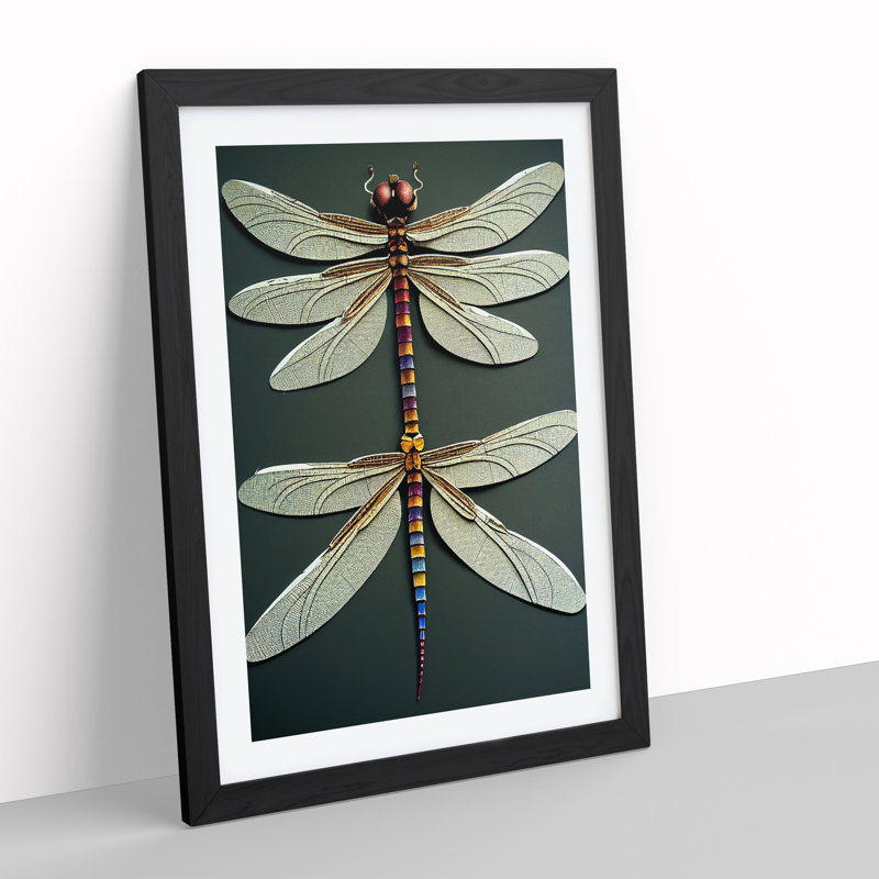 Opulent Dragonflies - Single Picture Frame Print, 34cm H x 25cm W x 2cm D, Black