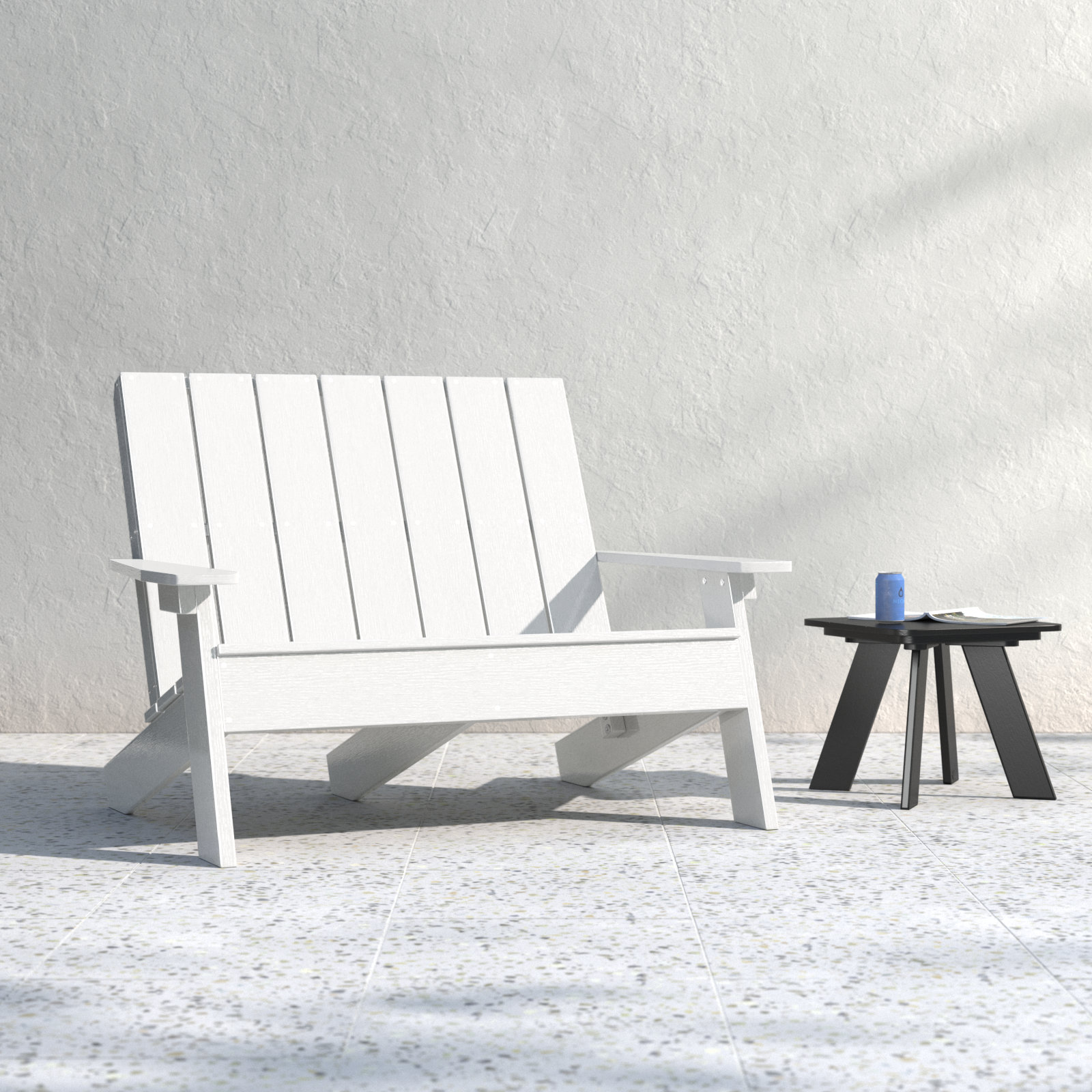 Byrnes Recycled Plastic Double Adirondack Loveseat, White