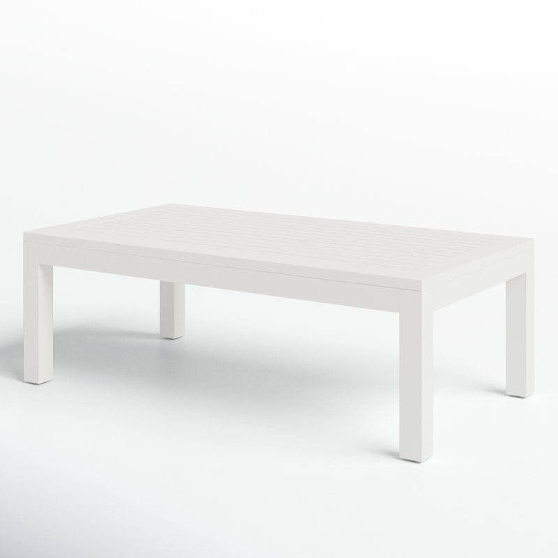 White Aluminum Rectangular Outdoor Coffee Table