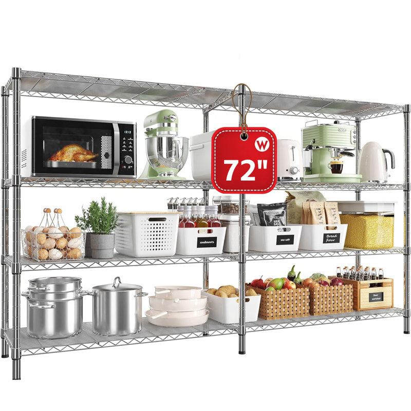 Steel Height Adjustable Shelving Unit Covertible Corner Storage Rack, Black, 60" H x 60" W x 14" D