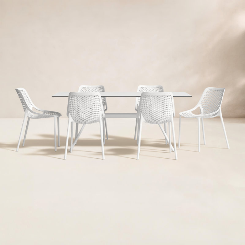 Ensemble repas de patio 7 pièces avec chaises empilables Farrah