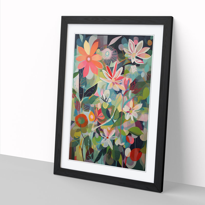 Floral Flowers Retro Vol.6 1 Piece Single Picture Frame Wall Art, 34cm H x 25cm W x 2cm D, Walnut