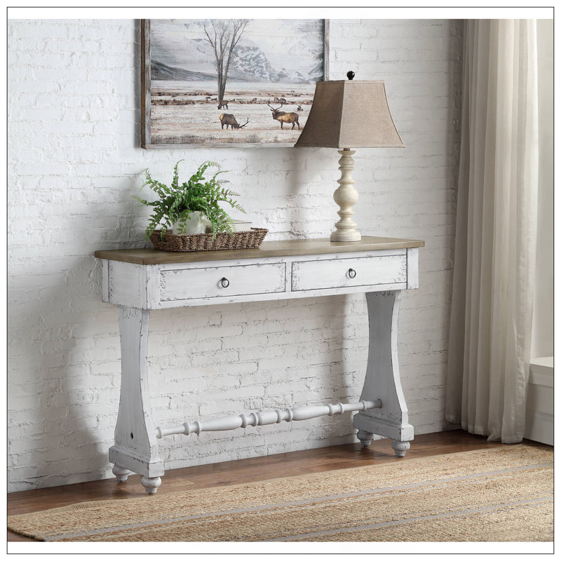Console au fini blanc antique