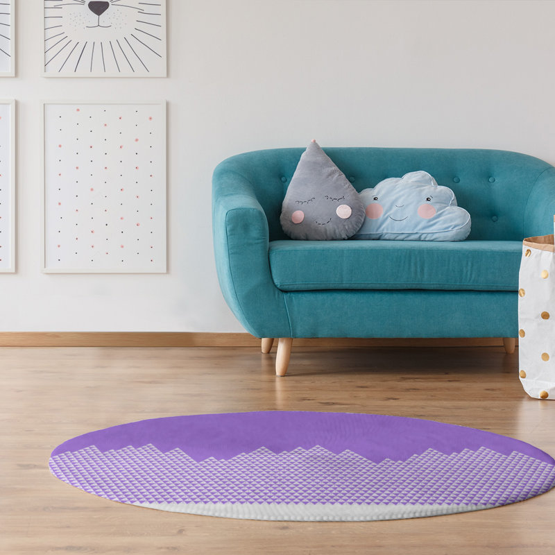 Chenille Geometric Indoor Rug, Round 5'