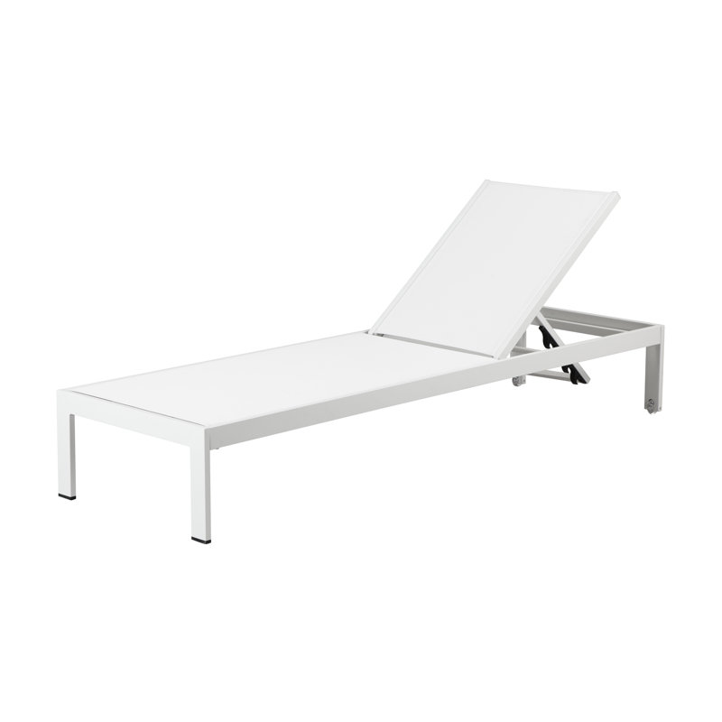 Chaise longue simple inclinable 76 po Aynura, Blanc