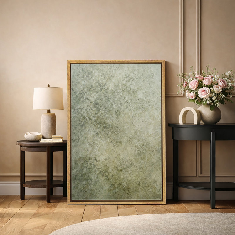 Motif botanique vert discret, images de chambre à coucher, impression sur toile encadrée, H 36 po x l 24 po