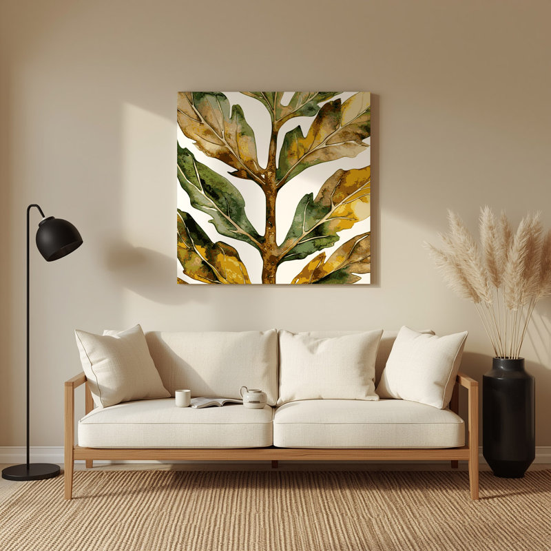 Aquarelle botanique 52, art mural en métal brun, H 12 po x l 12 po