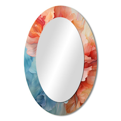 Metamorphic Dance - Red Modern Oval Wall Mirror