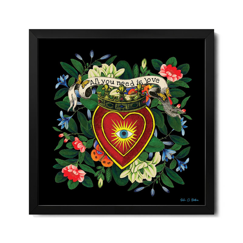«All You Need Is Love», affiches encadrées de qualité supérieure, H 16 po x l 16 po