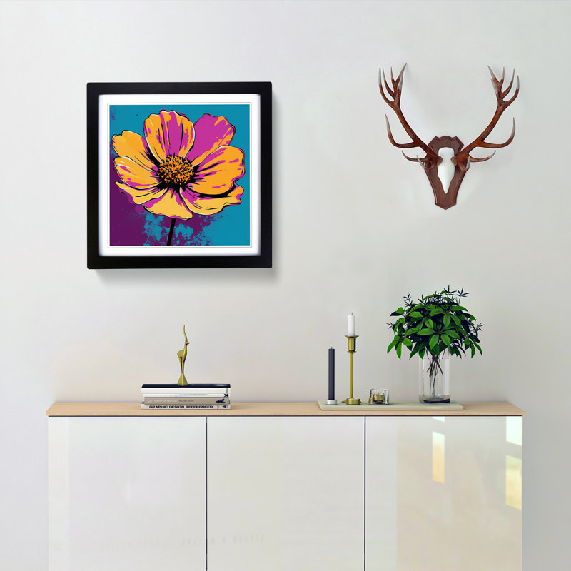Cosmos Pop Art - Single Picture Frame Print on Wood, Black