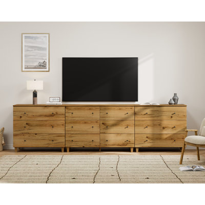 3-In-1 Wood TV Stand Dresser With 12 Drawers For 100+ Inches Tvs