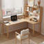 Bureau en bois massif en forme de L Burlywood + blanc + fer-1671568219-1671568216