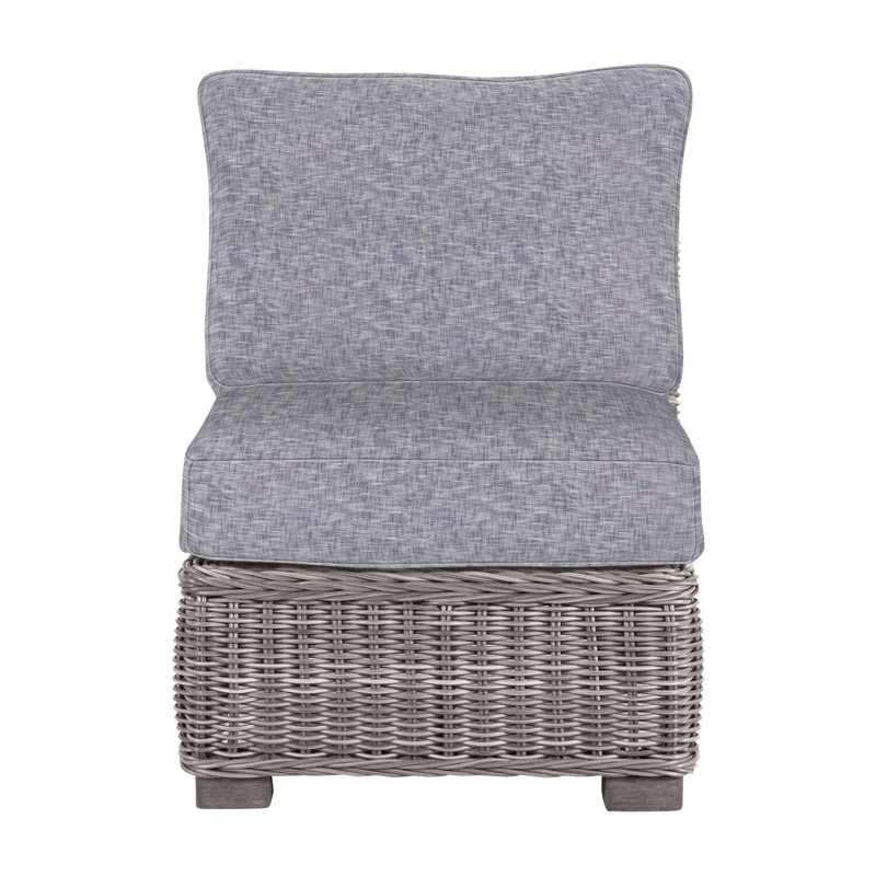 Rustic Woven Sectional Slipper Chair, No Welt, Oyster, Canvas Sand