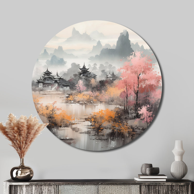 Lark Manor Golden Whispers Of Japon II - Landscapes Round Metal Art ...