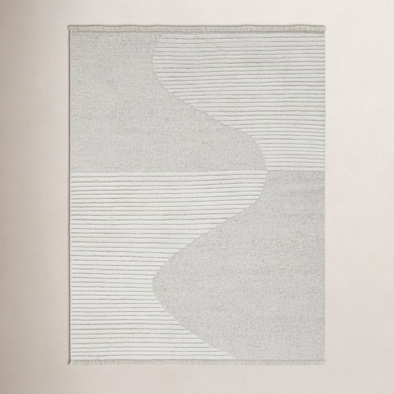 Alar Ivory Hand-Woven Wool Rug, Rectangle 7'6" x 9'6"