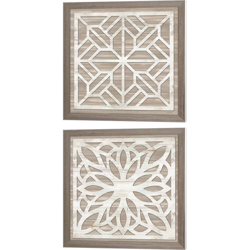 «Geo Greige Deco» par Cindy Jacobs, art sur toile (ensemble de 2)