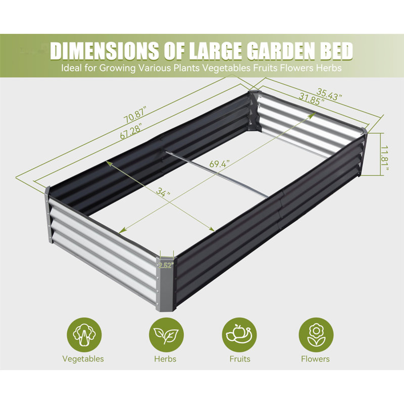 Galvanized Raised Garden Bed, Durable Outdoor Planter for Vegetables, Fruits, and Flowers with Open Base Design, Silver